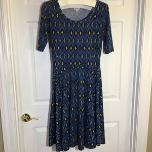 LuLaRoe Blue Short Sleeve Dress Size L